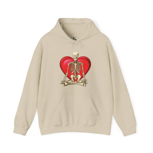 Gold hoodie with 'Namaste Skeleton Yoga Halloween' design on a plain background