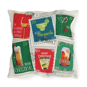 throw pillow with 'Christmas Cocktails Holiday' design