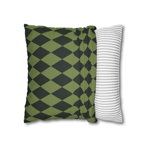 throw pillow with 'Reversible Green Harlequin Cover' design