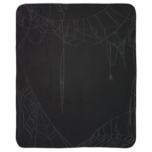 Spiderweb Black Halloween Plush Sherpa Throw Blanket