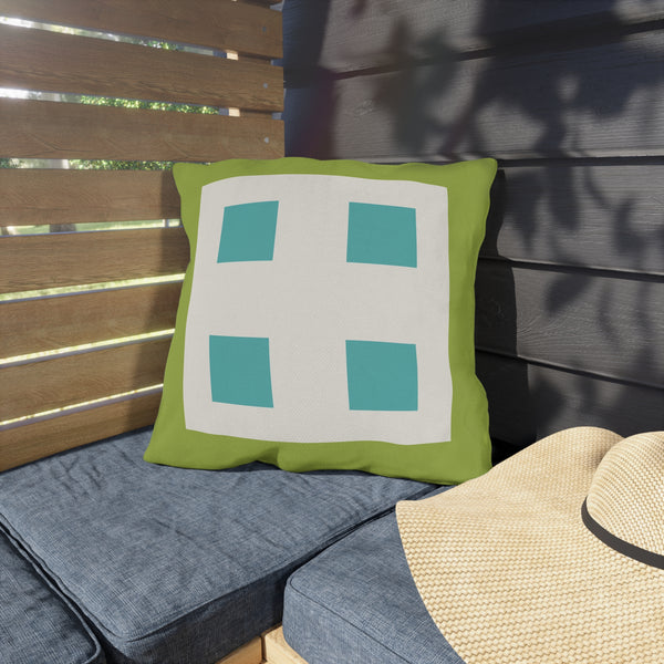 Pastel Green & Blue Indoor Outdoor Throw Pillow