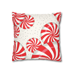 throw pillow with 'Peppermint Candy Canes Cover Holiday' design