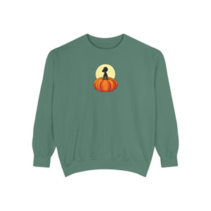 Dark sweatshirt with 'Great Pumpkin Halloween Fall' design on a plain background