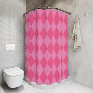 Harlequin Pink Bath Shower Curtain