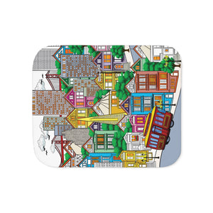 soft sherpa blanket with 'Whimsical San Francisco' design
