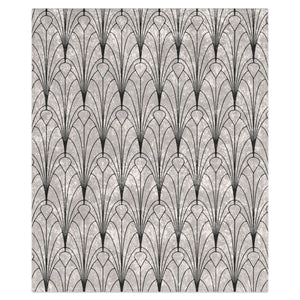 White and black art deco shimmering throw blanket