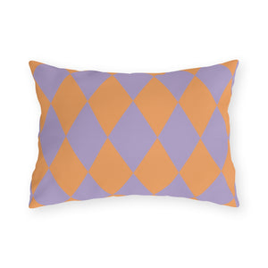 Reversible Orange Purple Harlequin Indoor Outdoor Pillow