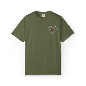 Embroidered Grinch Heart Holiday Comfort Colors® T-Shirt