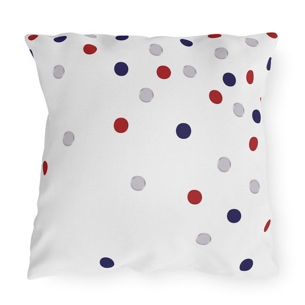 Patriotic Polka Dot Indoor Outdoor American Chic Accent Pillow