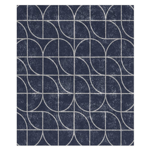 Soft sherpa blanket with 'Sapphire Blue Art Deco Decorative Throw' design
