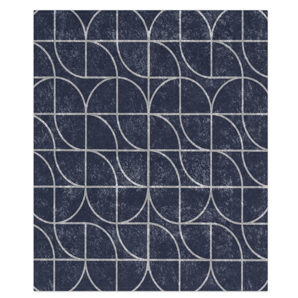 Sapphire Blue Art Deco Decorative Throw Blanket