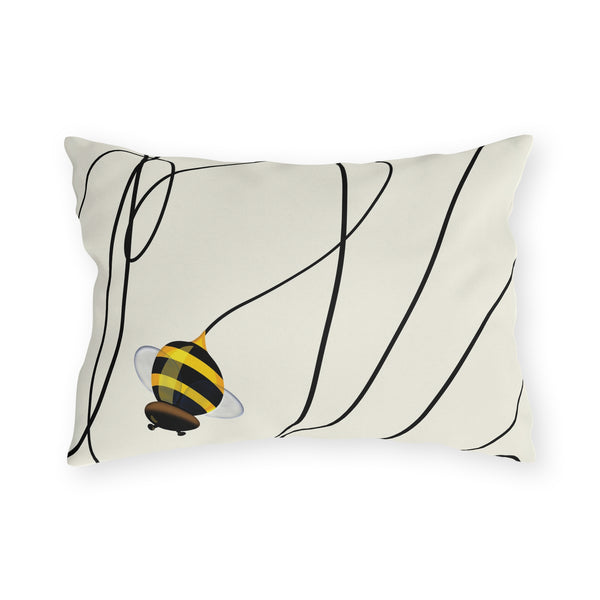 Buzzing Bee Spring Indoor Outdoor Throw Pillow