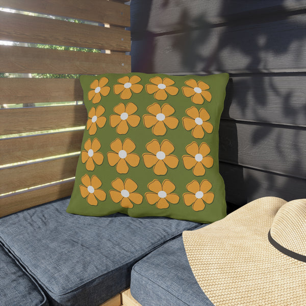 Green Yellow Floral Indoor Outdoor Spring Accent Pillow