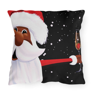 throw pillow with 'African American Santa Cute Holiday' design