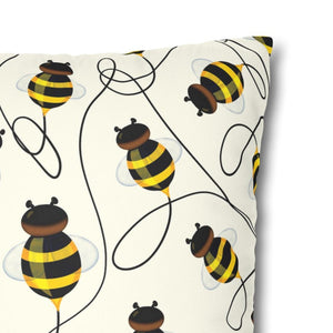 throw pillow with 'Spring Bees Cover' design