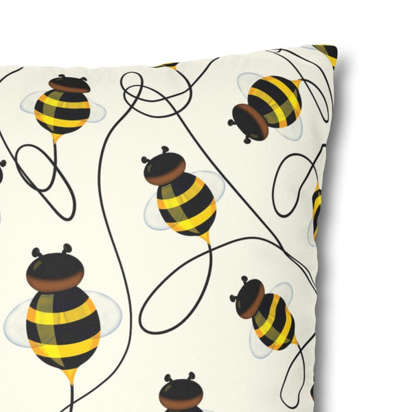 Buzzing Bees Faux Suede Throw Pillow Cover