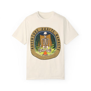 Yoga Skeleton Camping Adventure Awaits T-Shirt