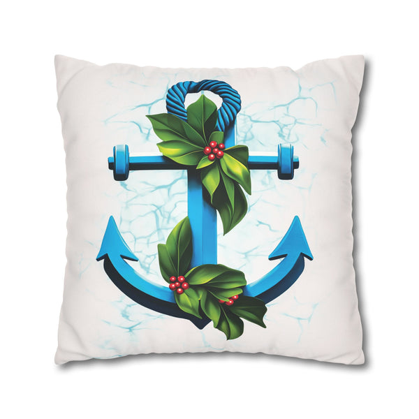 Coastal Christmas Nautical Faux Suede Pillow Cover