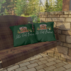 throw pillow with 'Christmas Patio' design