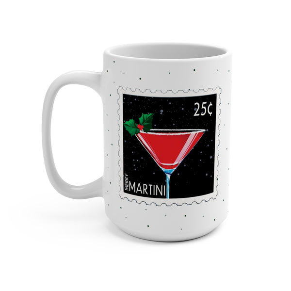 Merry Martini Postage Stamp Christmas Mug 15oz