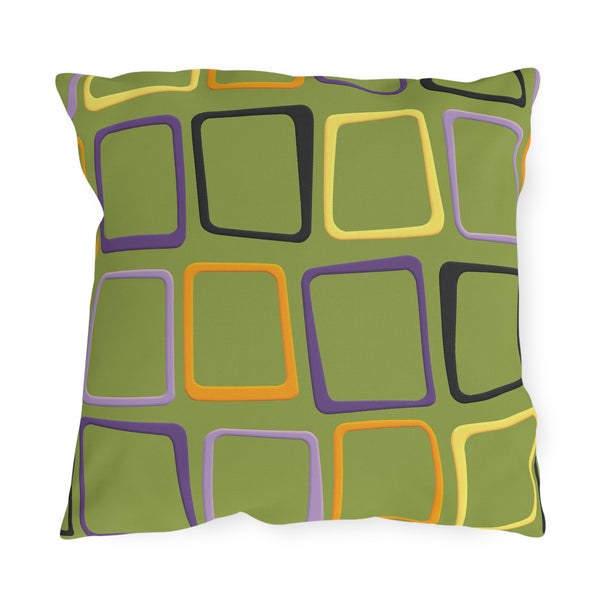 Mid-Century Modern Green Indoor Outdoor Throw Pillow