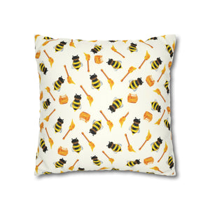throw pillow with 'Honey Bees Spring Cover' design