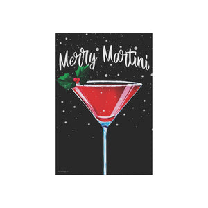 Merry Martini Christmas Flag - Weather Resistant Holiday Garden Flag