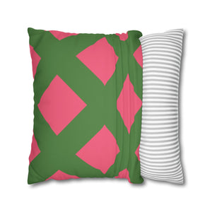 Reversible Pink & Green Faux Suede Pillow Cover