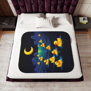 soft sherpa blanket with 'Rubber Ducky Ocean' design