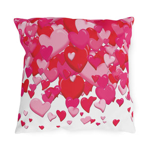 Lot's of Love Pink Hearts Indoor Outdoor Throw Pillow