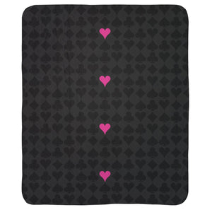 Playing Cards Black & Pink Plush Sherpa Throw Blanket