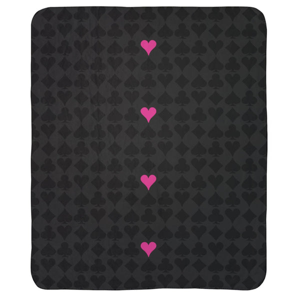Playing Cards Black & Pink Plush Sherpa Throw Blanket