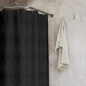 Black Diamond Checkered Chic Fabric Shower Curtain