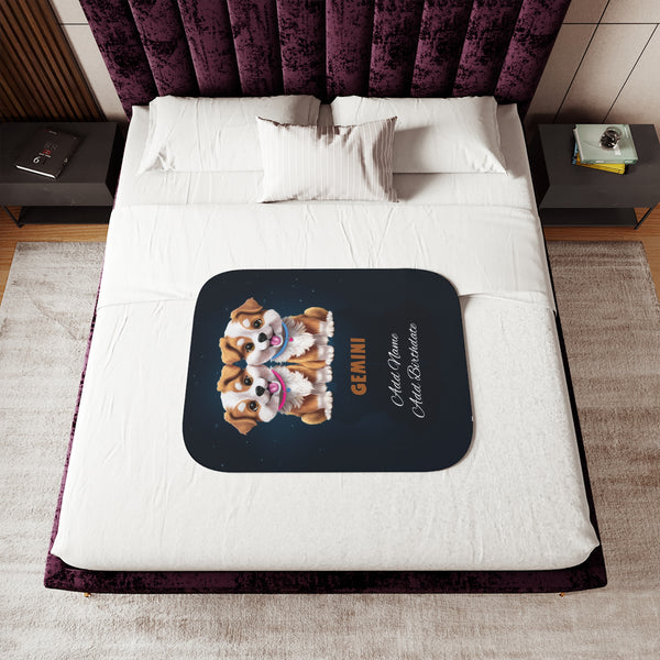 Personalized Gemini Zodiac Sherpa Baby Blanket