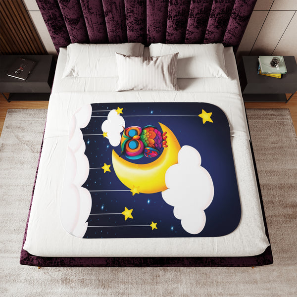 Napping Night Owl Soft Sherpa Baby Blanket