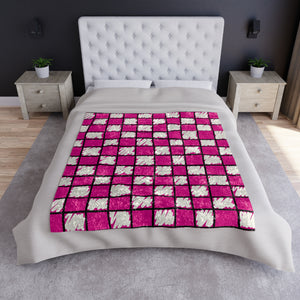 Checkered Pink & White Chic Couch Throw Blanket