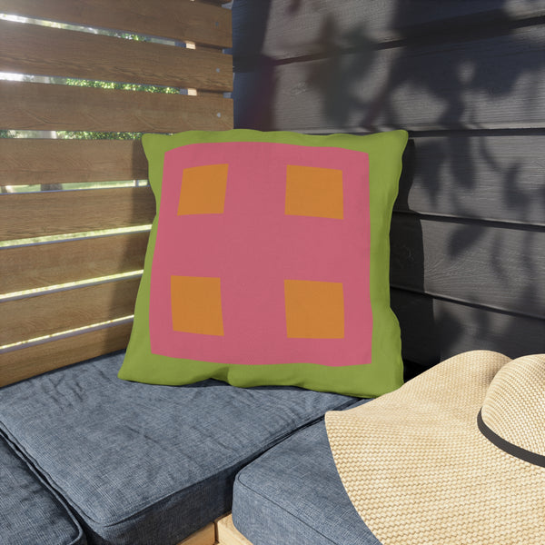 Pastel Green & Pink Indoor Outdoor Throw Pillow