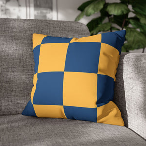 Blue & Yellow Checkered Faux Suede Soft Pillow Cover