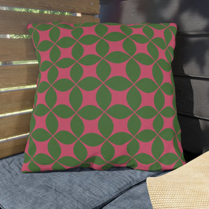 Pink & Green Art Deco Indoor Outdoor Throw Pillow