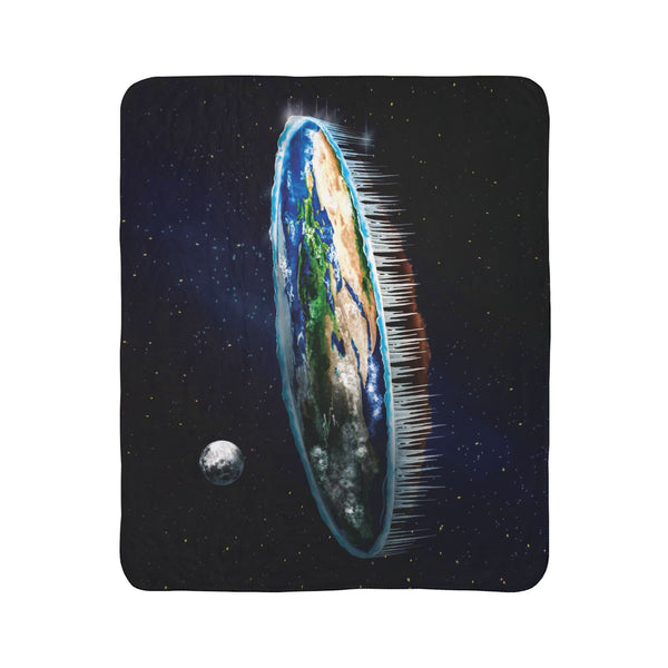 Flat Earth Funny Gift Idea Plush Sherpa Blanket
