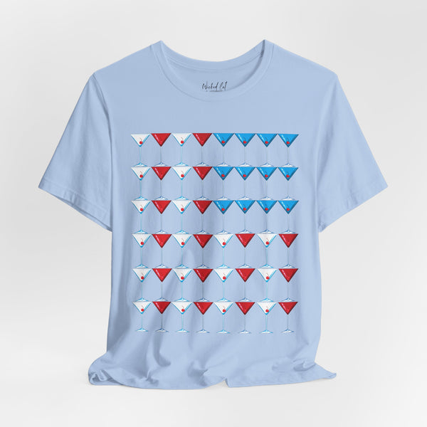 Martini American Flag Patriotic July 4th T-Shirt