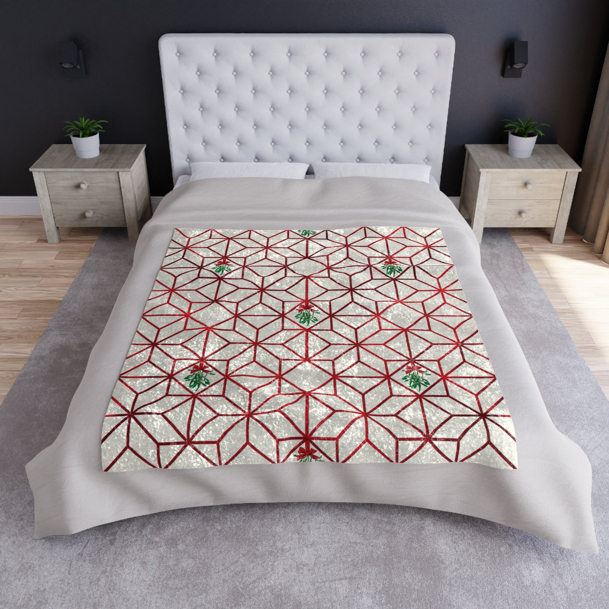 Art Deco Mistletoe Christmas Throw Blanket