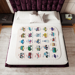 ABC's of Transportation Soft Sherpa Baby Blanket