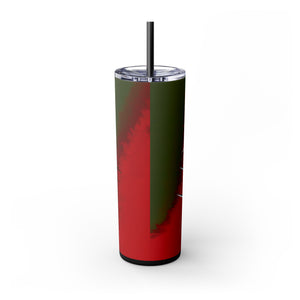 mug with 'Nightmare on Elm Freddy Krueger Skinny Tumbler 20oz' graphic on a white background