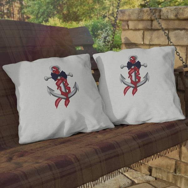 Red White Blue Nautical Theme Outdoor Indoor Throw Pillow