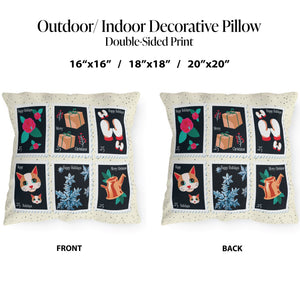 throw pillow with 'Classic Christmas Outdoor Holiday Decor' design