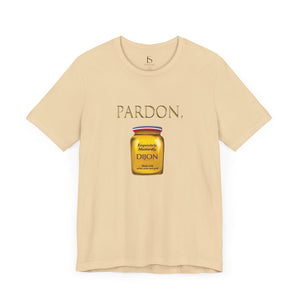 Black t-shirt with 'Pardon, Grey Poupon Nostalgic Funny' design on a white background