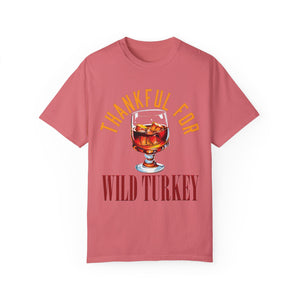 Black t-shirt with 'Wild Turkey Funny Holiday' design on a white background