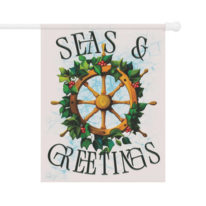 Garden flag with 'Nautical Seas & Greetings Funny Christmas' design