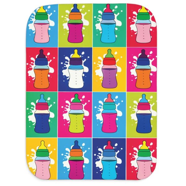 Pop Art Milk Bottles Sherpa Baby Blanket